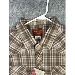 Rustler Pearl Snap Shirt‎ Men's 2XL Plaid X-Long Tail Regular Fit Cowboy NWT